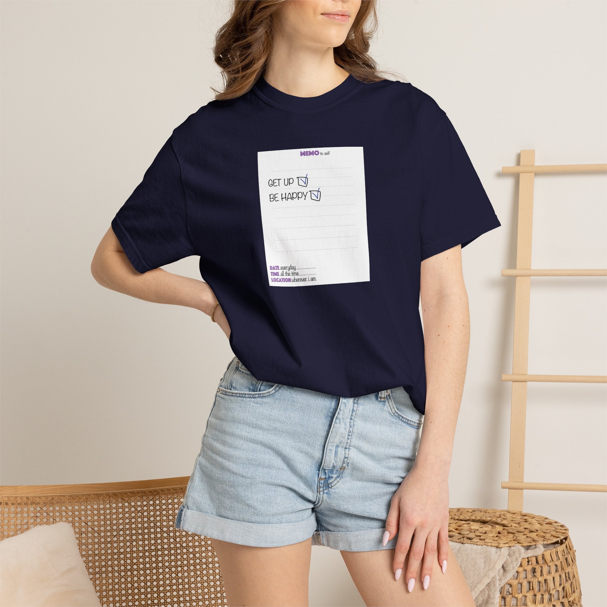 Get Up & Be Happy T-Shirt — Minimal Positive Message Tee