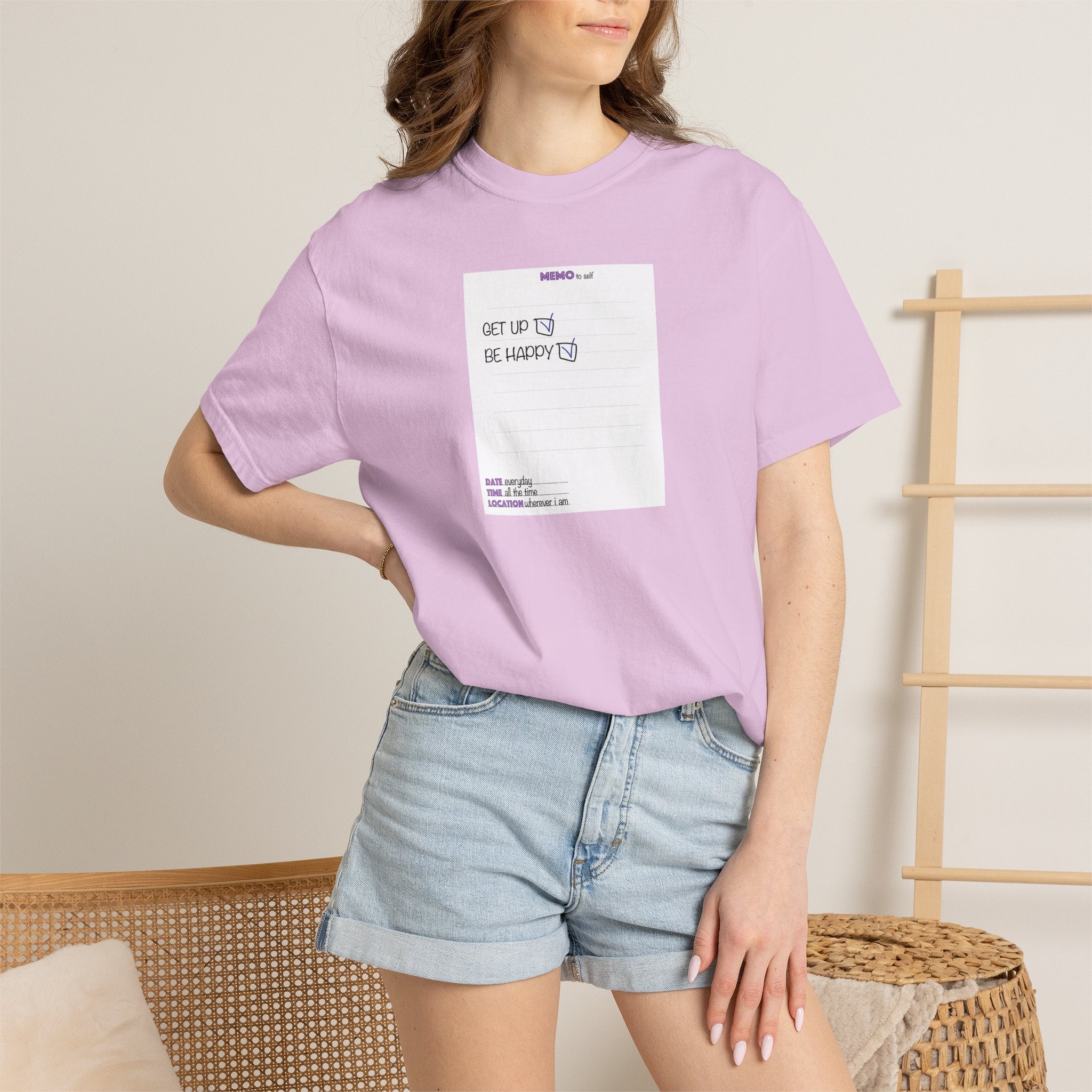 Get Up & Be Happy T-Shirt — Minimal Positive Message Tee