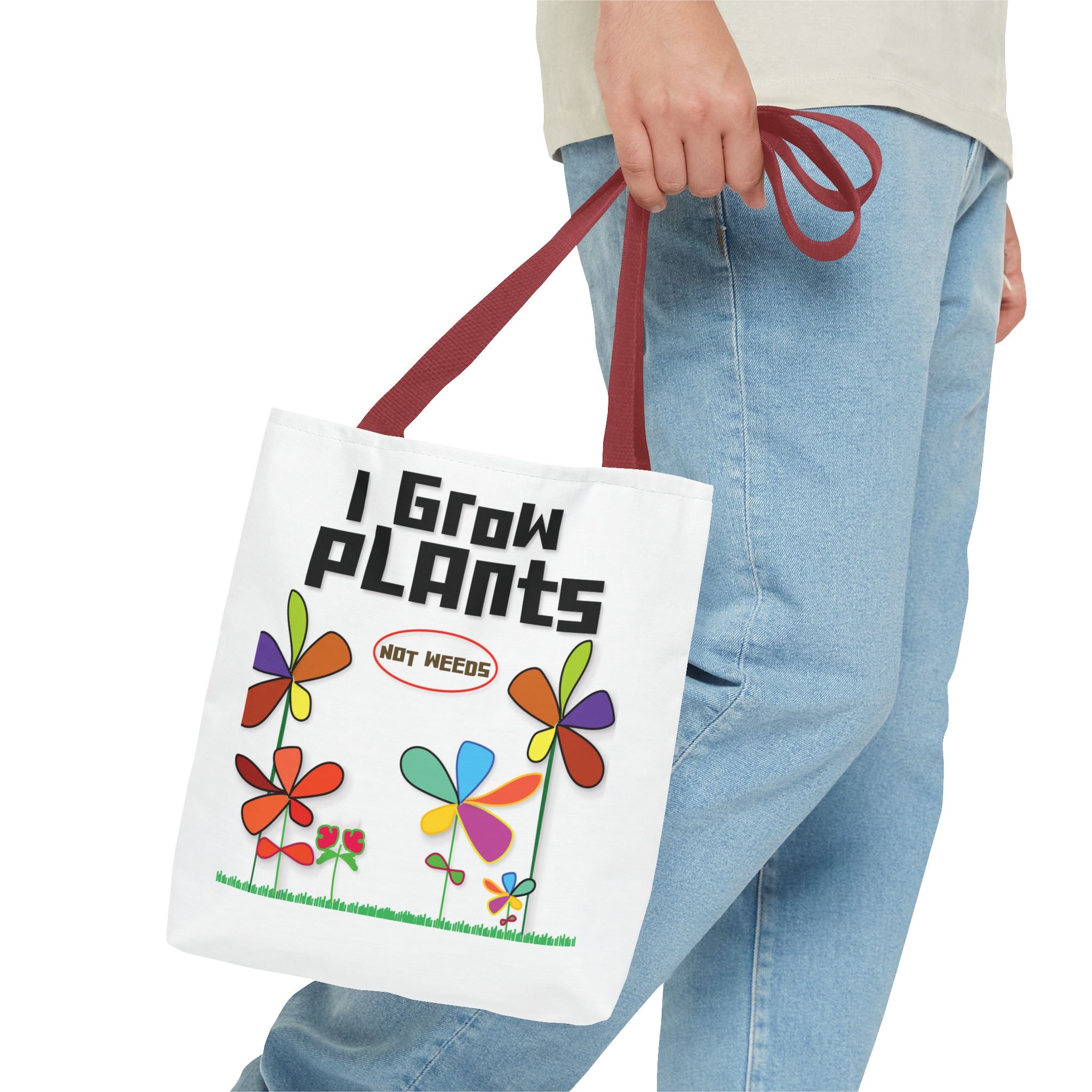 I Grow Plants Not Weeds Tote Bag – Colorful Floral Gardening Tote