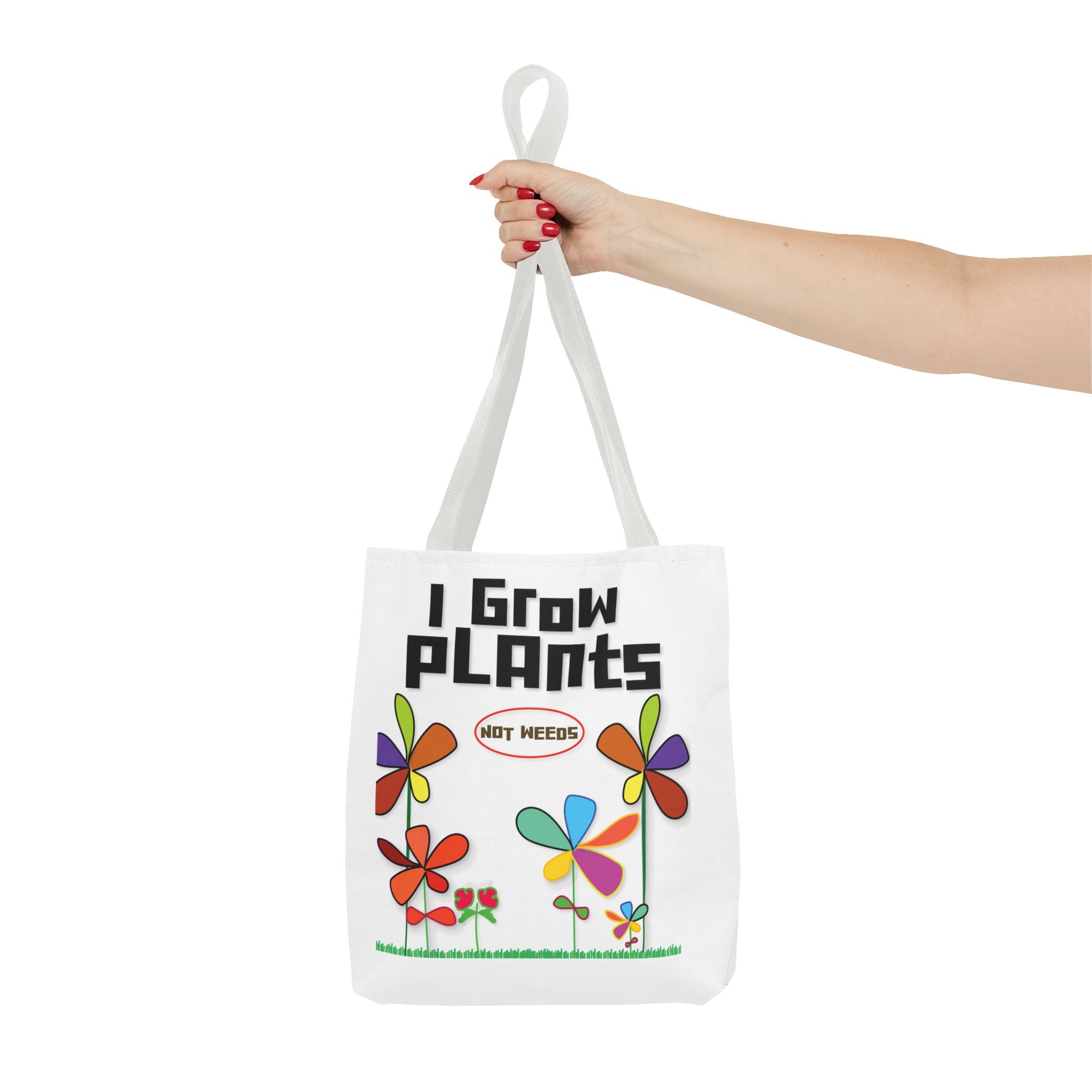 I Grow Plants Not Weeds Tote Bag – Colorful Floral Gardening Tote