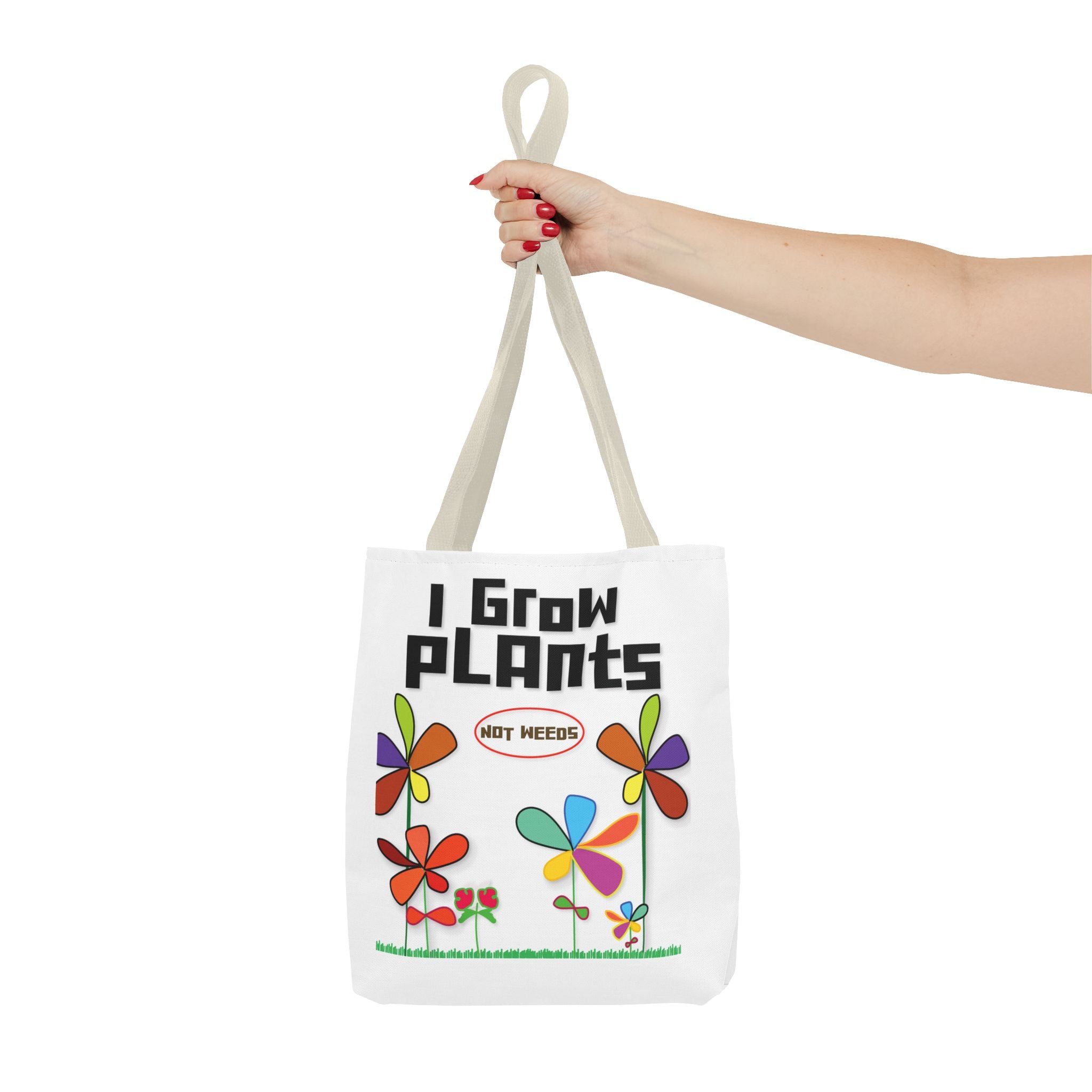 I Grow Plants Not Weeds Tote Bag – Colorful Floral Gardening Tote