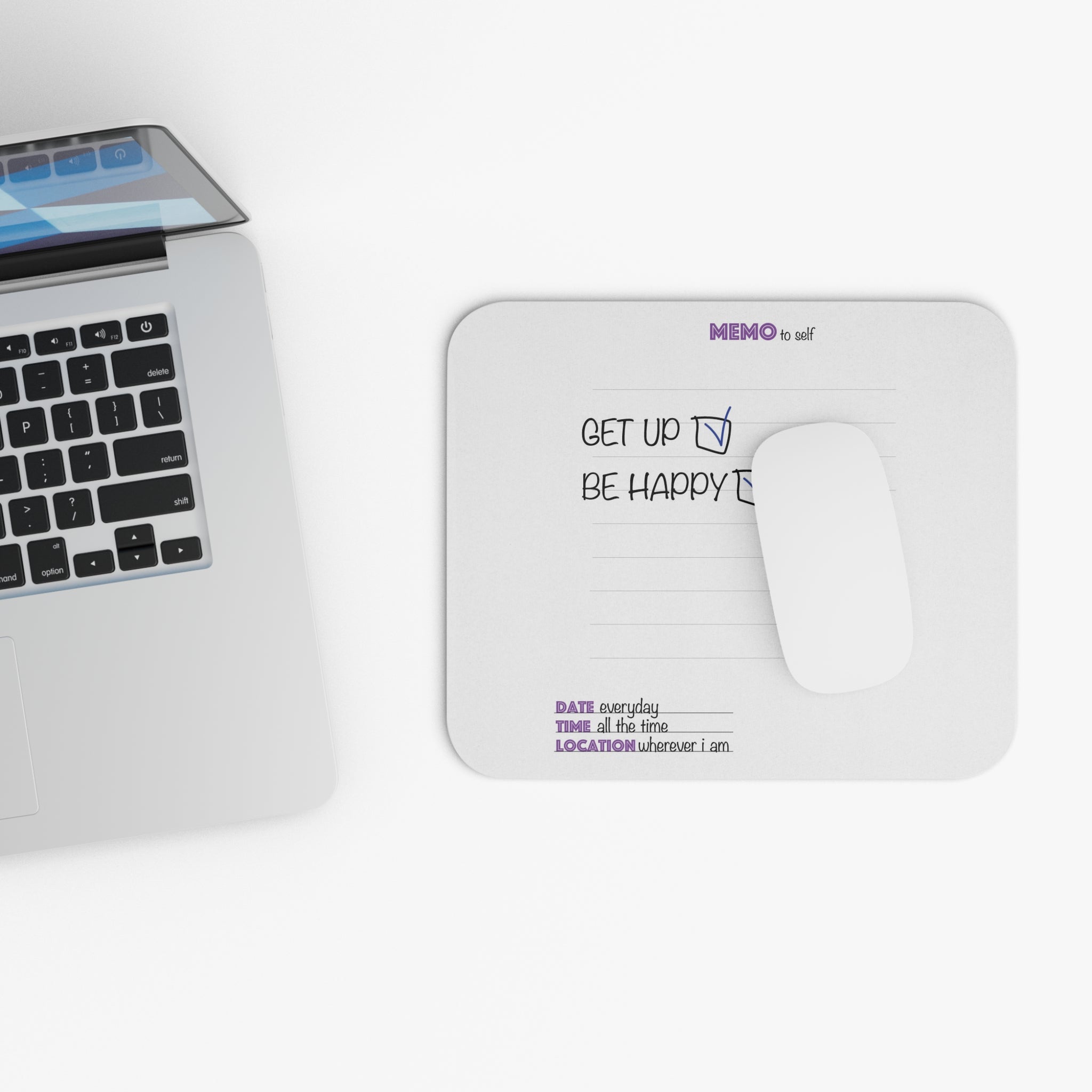 Mouse Pad — "Get Up, Be Happy" Checklist Desk Mat