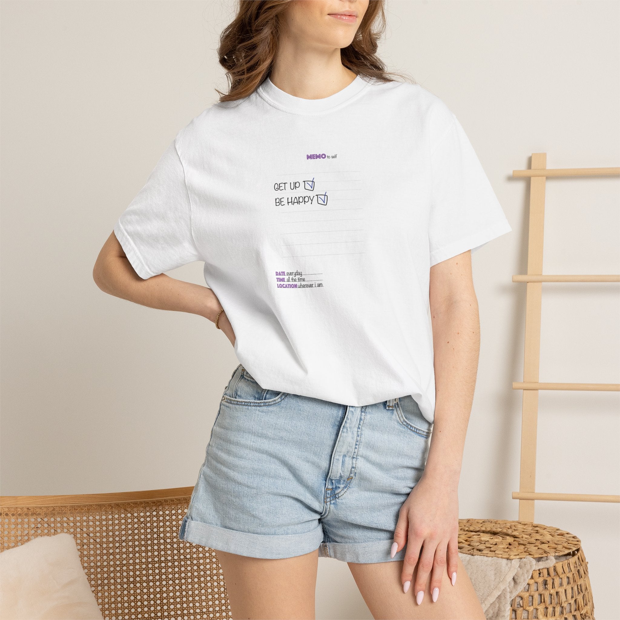 Get Up & Be Happy T-Shirt — Minimal Positive Message Tee