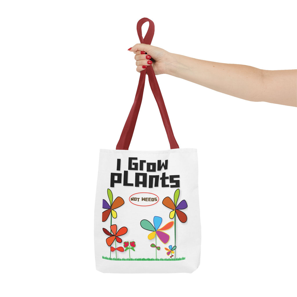 I Grow Plants Not Weeds Tote Bag – Colorful Floral Gardening Tote