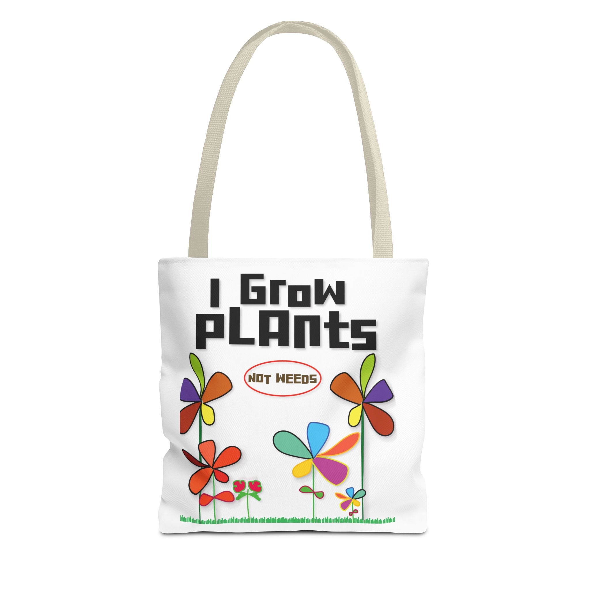 I Grow Plants Not Weeds Tote Bag – Colorful Floral Gardening Tote