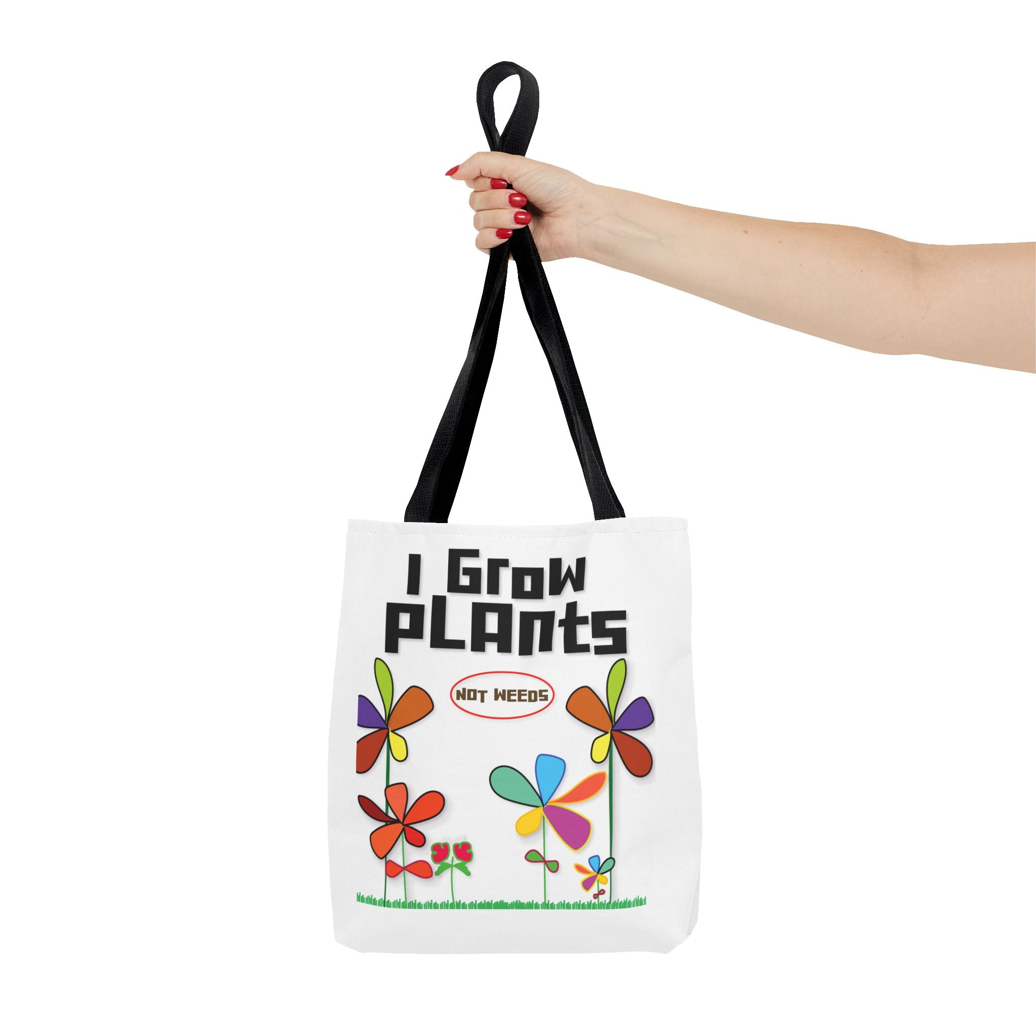I Grow Plants Not Weeds Tote Bag – Colorful Floral Gardening Tote