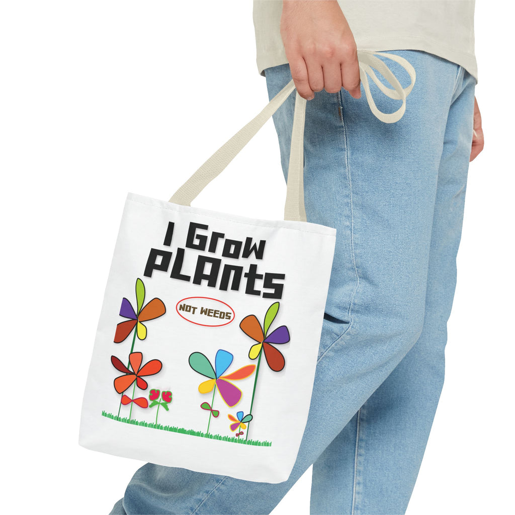 I Grow Plants Not Weeds Tote Bag – Colorful Floral Gardening Tote