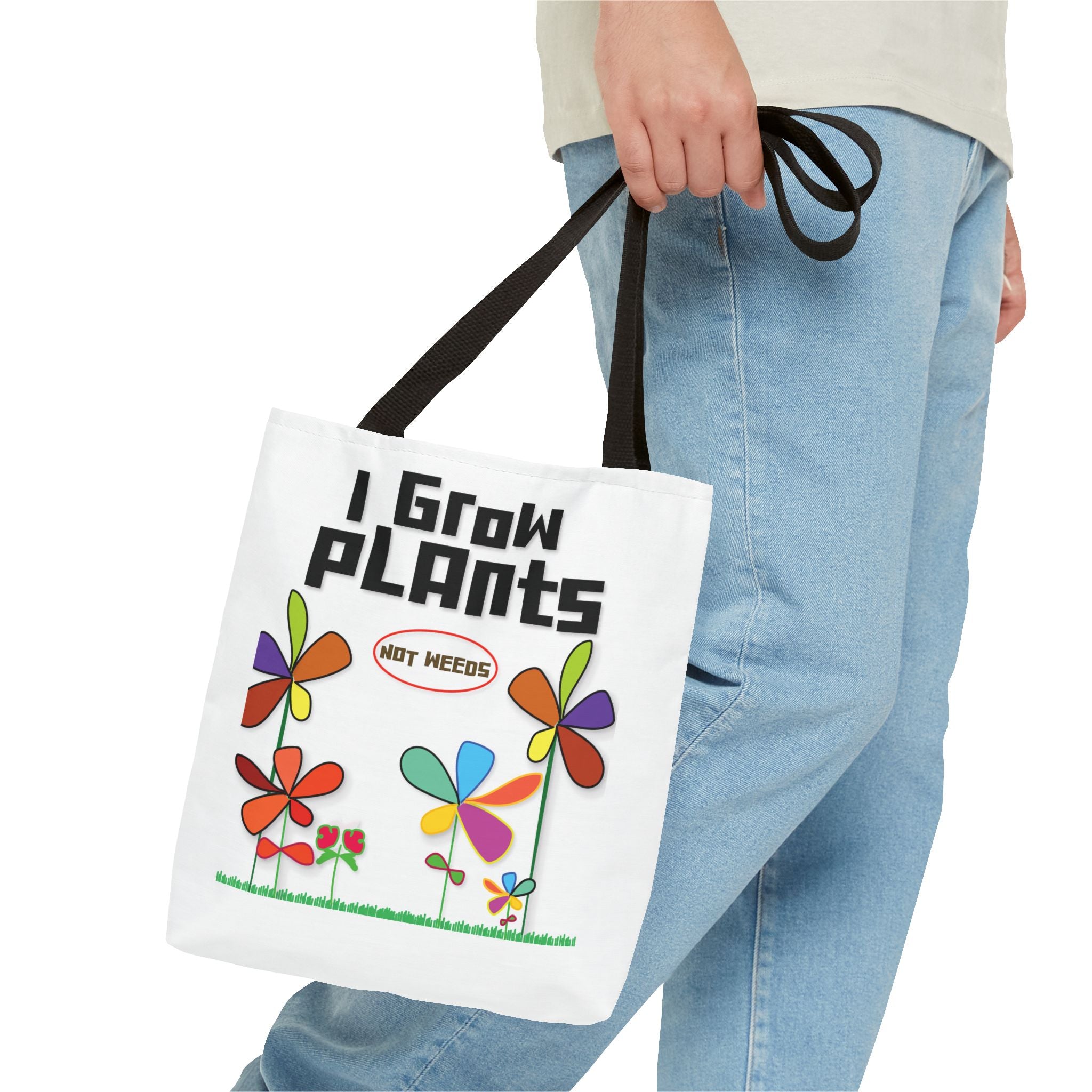 I Grow Plants Not Weeds Tote Bag – Colorful Floral Gardening Tote